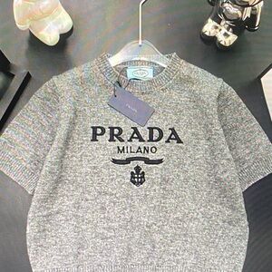 Prada Black and Gray Men's Crewneck Sweater